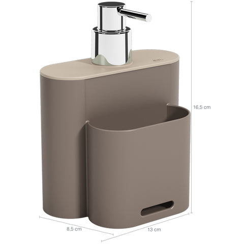 Dispenser Flat Para Detergente E Esponja Pia Cozinha 500ml Cinza