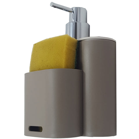 Dispenser Flat Para Detergente E Esponja Pia Cozinha 500ml Cinza