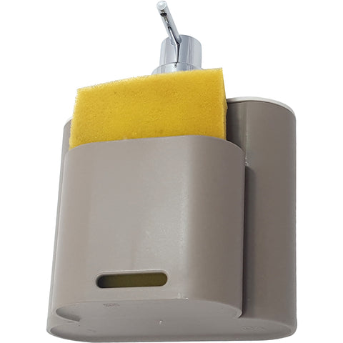 Dispenser Flat Para Detergente E Esponja Pia Cozinha 500ml Cinza