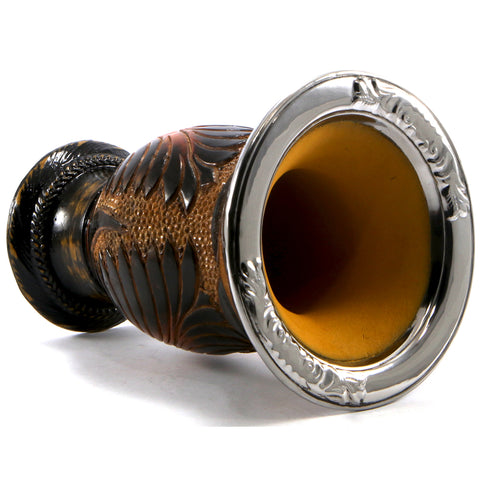 Cuia Tradicional Gaúcha Porongo Bocal De Aço Inox Folheira Floreira e Brasão