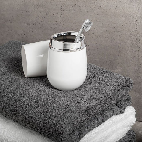 Conjunto Banheiro Saboneteiras Porta Escova Pote Para Algodão Branco