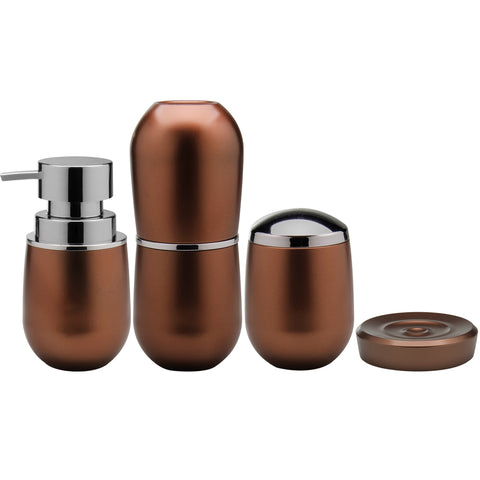 Conjunto Banheiro Belly Saboneteiras Porta Escova Algodão Cobre