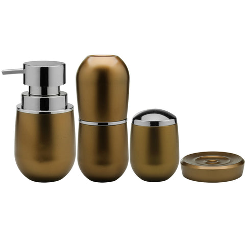 Conjunto Banheiro Belly Saboneteiras Porta Escova Algodão Dourado