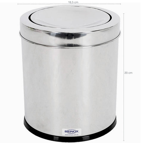 Lixeira Com Tampa Basculante Banheiro Cozinha 5,4L Aço Inox