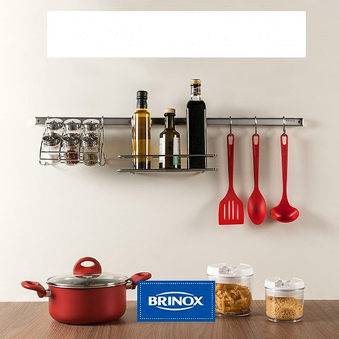 Suporte Brinox Organizar Aço Inox Em Barra Para Cozinha 60cm