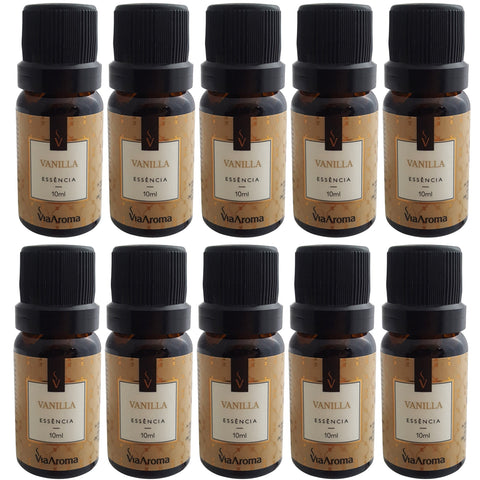 Kit 10 Essências De Aromatizador Vanilla Via Aroma Aromaterapia 10ml