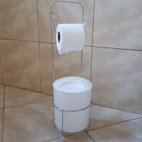 Suporte Papeleira E Lixeira Com Tampa Porta Papel Higiênico Branca