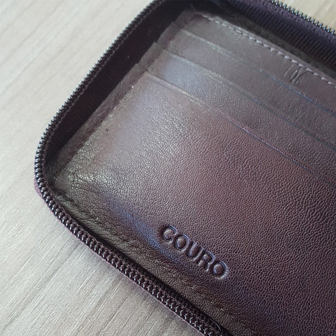 Carteira Masculina De Couro Fechamento Em Zíper Bolso Tonin