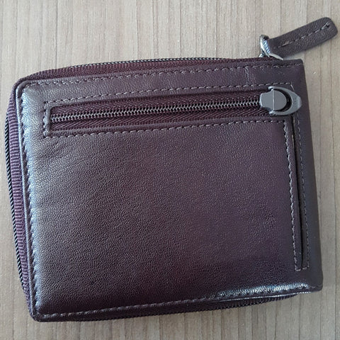 Carteira Masculina De Couro Fechamento Em Zíper Bolso Tonin