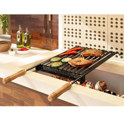 Grelha Para Churrasco Esmaltada Com Coletor De Gordura Carne Peixe