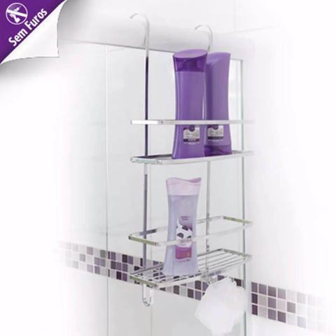 Porta Shampoo e Toalheiro de Encaixe Box Banheiro Cromado
