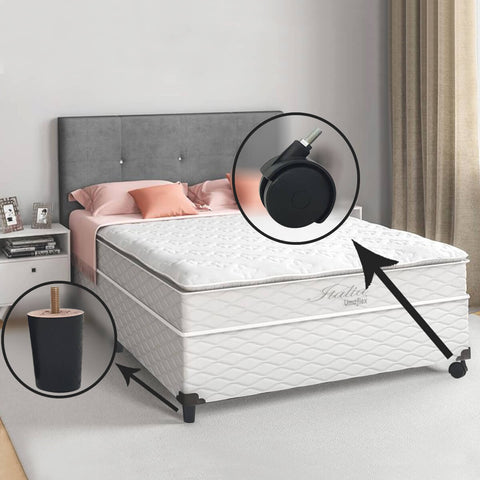 Kit 4 Pés Para Cama Box Com 2 Rodízio Cama Solteiro Cama Bau