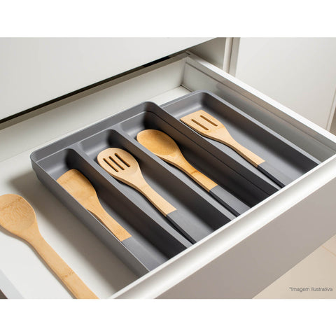 Organizador Suporte Extensível Porta Talheres Cozinha Gaveta Branco