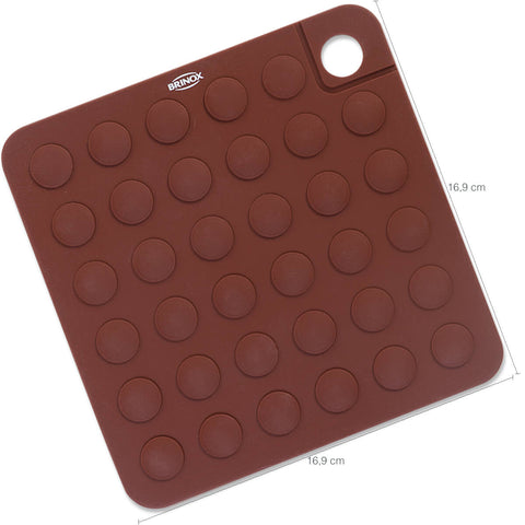 Descanso de Panela Silicone Apoio Quadrado Chocolate Brinox