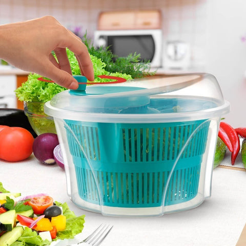 Secador de Salada Centrifuga Manual Seca Verduras e Vegetais Arthi Azul Tiffany