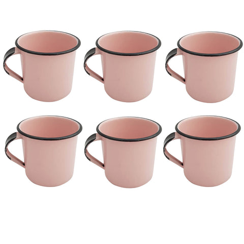 Jogo 6 Xícaras Café Caneca Esmaltada 400ml Caneca de Agata Rosa