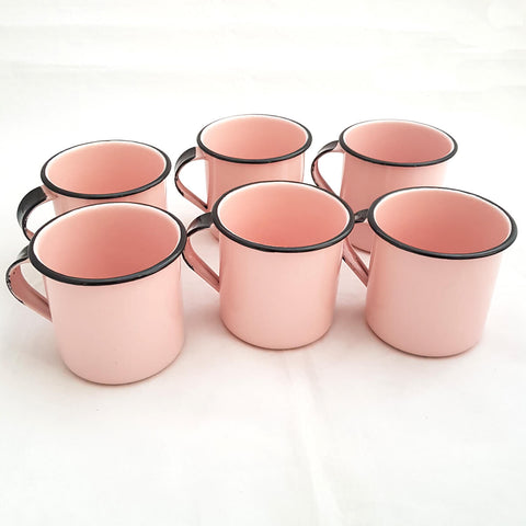 Jogo 6 Xícaras Café Caneca Esmaltada 400ml Caneca de Agata Rosa