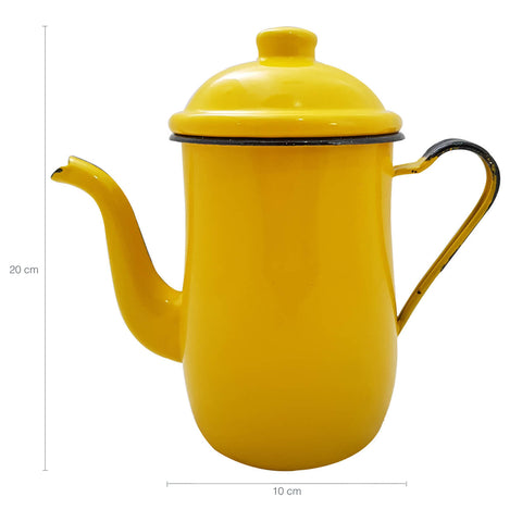 Bule Aço Esmaltado Para Café Chá 1,25 Litros Tradicional Amarelo