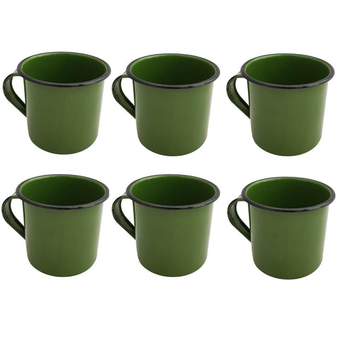 Jogo 6 Xícaras Café Caneca Esmaltada 400ml Caneca de Agata Verde