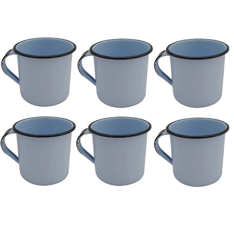 Jogo 6 Xícaras Café Caneca Esmaltada 400ml Caneca de Agata Azul Claro