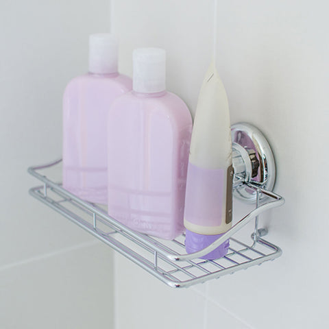 Supórte Porta Shampoo Inox com Ventosas Astra Prateleira Banheiro Sucção