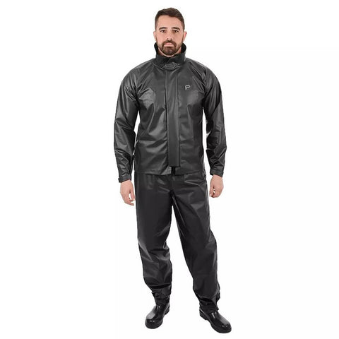 Capa De Chuva Impermeável Para Motoqueiro De Pvc Masculino Preto Combate Gola M