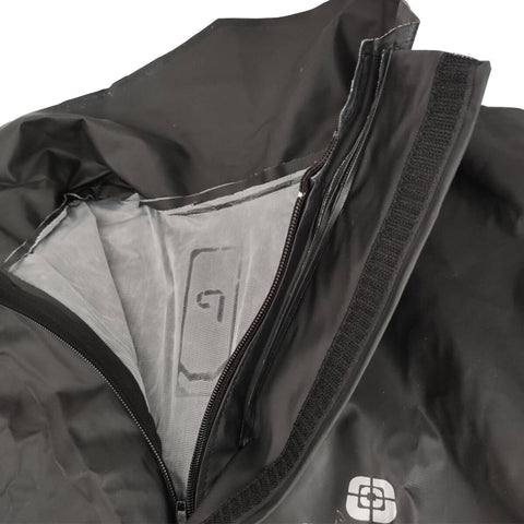 Capa De Chuva Impermeável Para Motoqueiro De Pvc Masculino Preto Combate Gola G