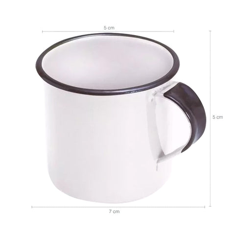 Caneca Xícara de 70ml Chá Café Esmaltadas Agata Cozinha Branca