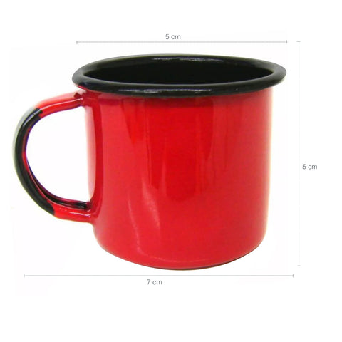 Caneca Xícara de 70ml Chá Café Esmaltadas Agata Cozinha Vermelha