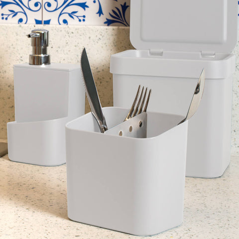 Kit Escorredor De Louça Prato Talheres Utensílios De Cozinha Branco