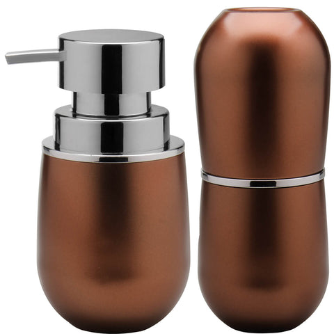Conjunto Para Banheiro Suporte Escovas Dispenser Saboneteira Cobre