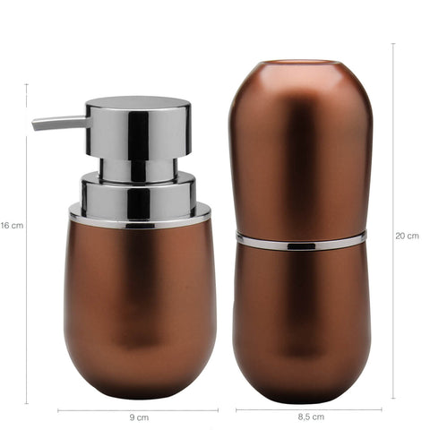 Conjunto Para Banheiro Suporte Escovas Dispenser Saboneteira Cobre