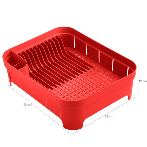 Kit Pia Cozinha Escorredor De Louça E Talheres Lixeira 2,5l Vermelho