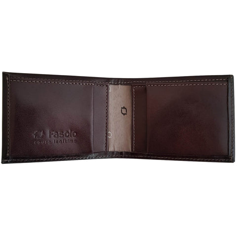Carteira Masculina de Couro Pequena Porta Cartões Cédulas e Documentos Fasolo Café