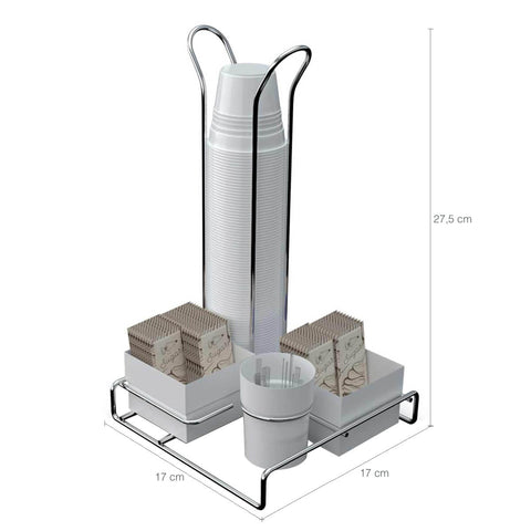 Suporte Porta Copos 50ml 80ml Porta Saches Açúcar Colheres Mexedor Organizador Branco