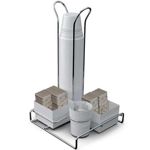 Suporte Porta Copos 50ml 80ml Porta Saches Açúcar Colheres Mexedor Organizador Branco