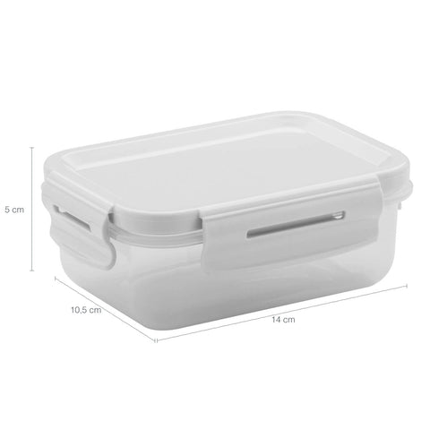 Pote Click Retangular 380ml Com Tampa Hermética Trava Lanche