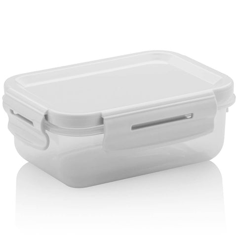 Pote Click Retangular 380ml Com Tampa Hermética Trava Lanche