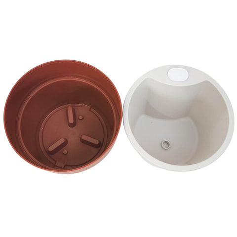 Conjunto 3 Vasos Auto Irrigáveis Horta Vasos Para Plantas Tempero Flores Terracota