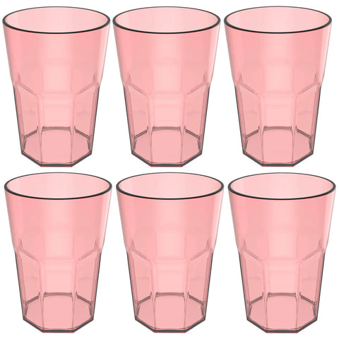 Conjunto 6 Copos Jogo De Copos Para Suco Água 400ml Rosa Quartzo