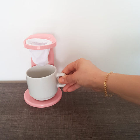 Conjunto Mini Coador De Café E Pote Hermético Para Café Ou Rosa Quartzo com Chumbo