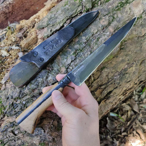 Faca Forjada Integral Invertida Davila 6'' Aço Carbono 5160 Oxidada Fosfatizada