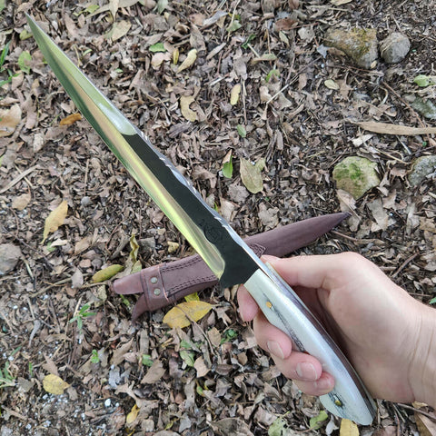 Faca Artesanal Churrasco Aço Cirúrgico Inox 420c Fulltang 10' Thomazi Brut Forge Cabo de Osso