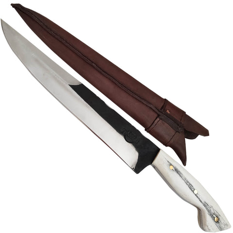 Faca Artesanal Churrasco Aço Cirúrgico Inox 420c Fulltang 10' Thomazi Brut Forge Cabo de Osso