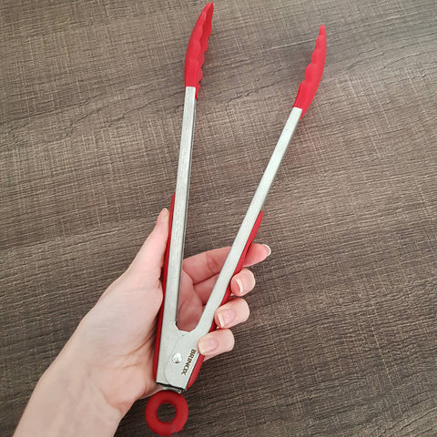 Pegador De Silicone Brinox Pinça para Churrasco Inox Pegador Vermelho