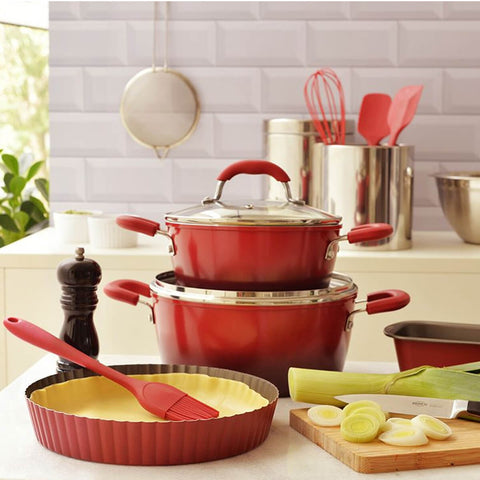 Conjunto Utensílios de Cozinha Silicone Talheres Colher Espátula Fouet Brinox Vermelho