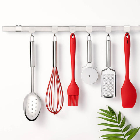 Conjunto Utensílios de Cozinha Silicone Talheres Colher Espátula Fouet Brinox Vermelho