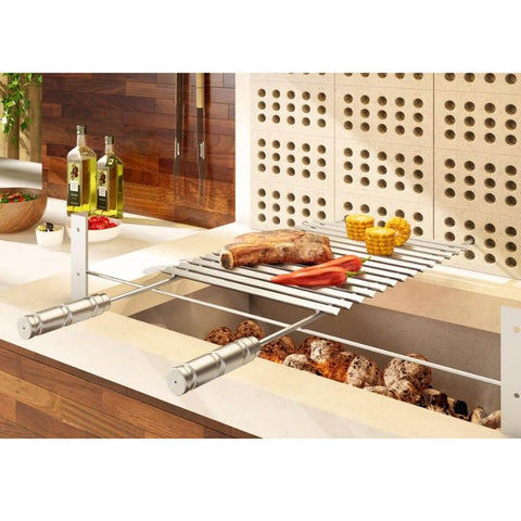 Grelha de Parrilla Argentina para Churrasqueira Inox 34,5cm Plana Profissional