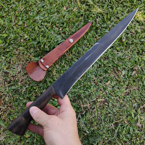 Faca Oxidada Negra Fosfatizada Artesanal Monobloco para Churrasco 10' Gaúcha
