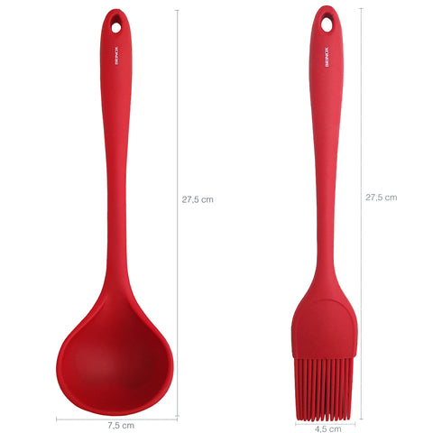 Conjunto Utensílios de Cozinha Silicone Talheres Colher Espátula Fouet Brinox Vermelho